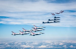 US Navy Blue Angels, USAF Thunderbirds, Canadian Forces Snowbirds Joint Formation Flight