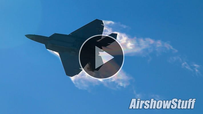 WATCH:  F-22 Raptors Arrive In Oshkosh With Vapor And Afterburners!