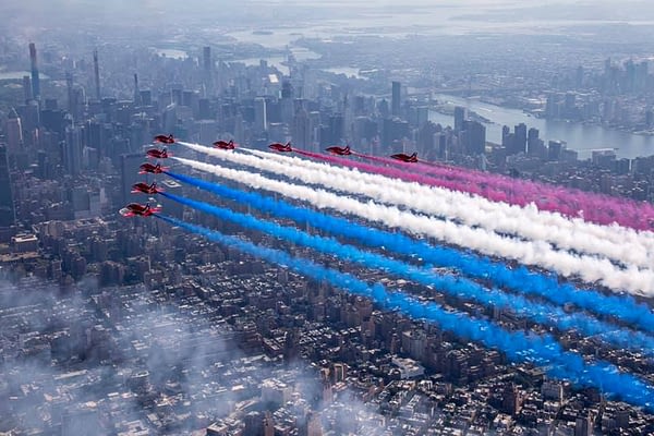 RAF Red Arrows New York City Flyover - AirshowStuff