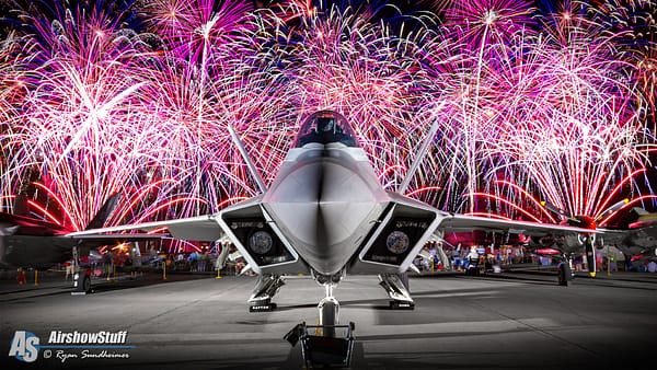 F-22 Raptor and Fireworks -  EAA AirVenture Oshkosh - AirshowStuff