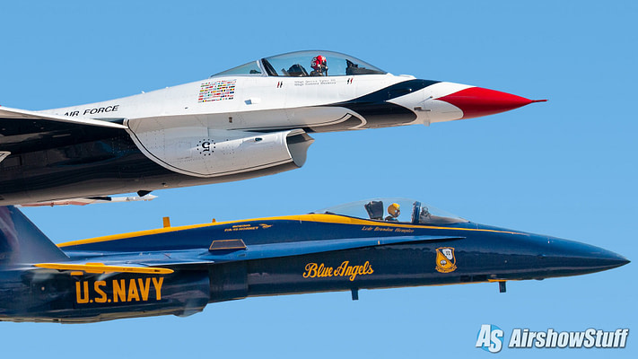 US Air Force Thunderbirds and US Navy Blue Angels - AirshowStuff