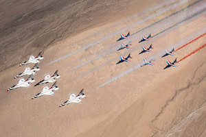 Patrouille de France and USAF Thunderbirds Fly Together