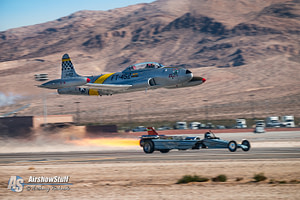 Ace Maker T-33 Shooting Star Smoke-N-Thunder JetCar Race Aviation Nation 2016 Nellis AFB Las Vegas Nevada