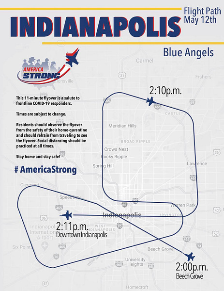 US Navy Blue Angels Indianapolis Flyover Route - Operation America Strong - AirshowStuff