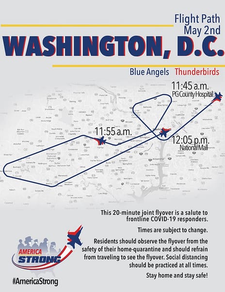 US Navy Blue Angels/US Air Force Thunderbirds Flyover Route Map - AirshowStuff