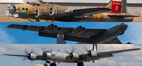 Barksdale AFB Airshow - B-17 B-29 B-52 Bomber Heritage Flight 2016