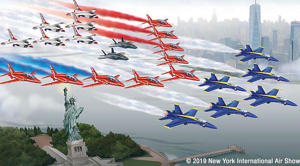 US Navy Blue Angels, RAF Red Arrows, USAF F-35 Lightning IIs, USAF Thunderbirds to perform Hudson River and Statue of Liberty Flyover - AirshowStuff