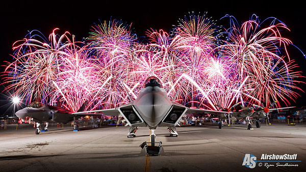 F-22 Raptor, F-35 Lightning II, P-38 Lightning and Fireworks - EAA AirVenture Oshkosh 2015
