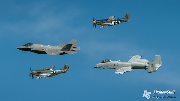 US Air Force Heritage Flight - F-35 Lightning II, A-10 Warthog, P-51 Mustangs