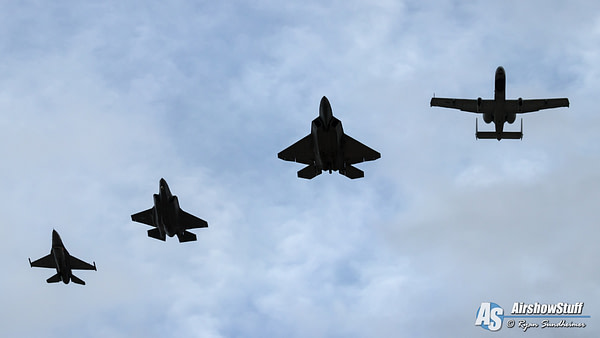 USAF Single-Ship Demonstration Team Formation - A-10 Thunderbolt II, F-22 Raptor, F-35 Lightning II, F-16 Fighting Falcon - AirshowStuff