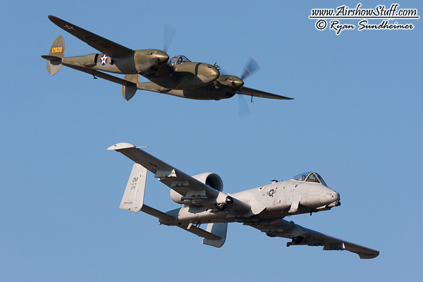 US Air Force Heritage Flight - A-10 Thunderbolt II and P-38 Lightning