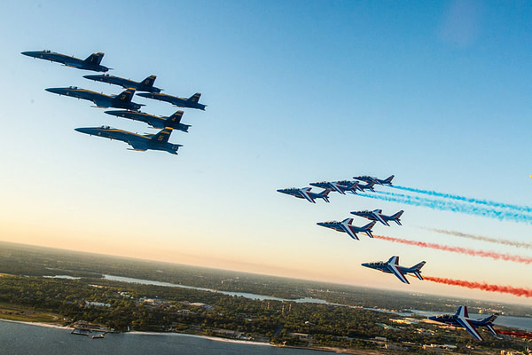 Blue Angels and Patrouille de France Fly Together