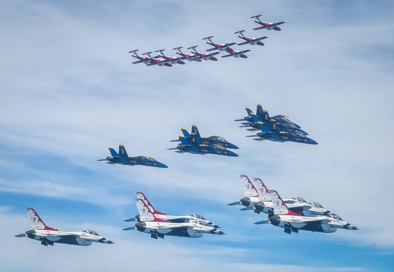 Blue Angels, Thunderbirds, And Snowbirds Combine For Incredible 21Ship